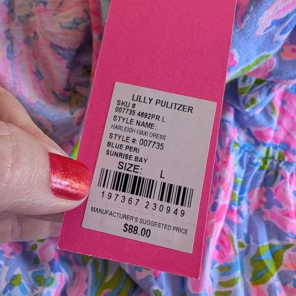 NEW Lilly Pulitzer Girls Harleigh Maxi Dress Blue Peri Sunrise Bay Multiple size - Picture 4 of 9